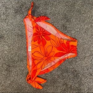 Flattering Floral Orange Hipster Tied Glittering Bikini Bottom